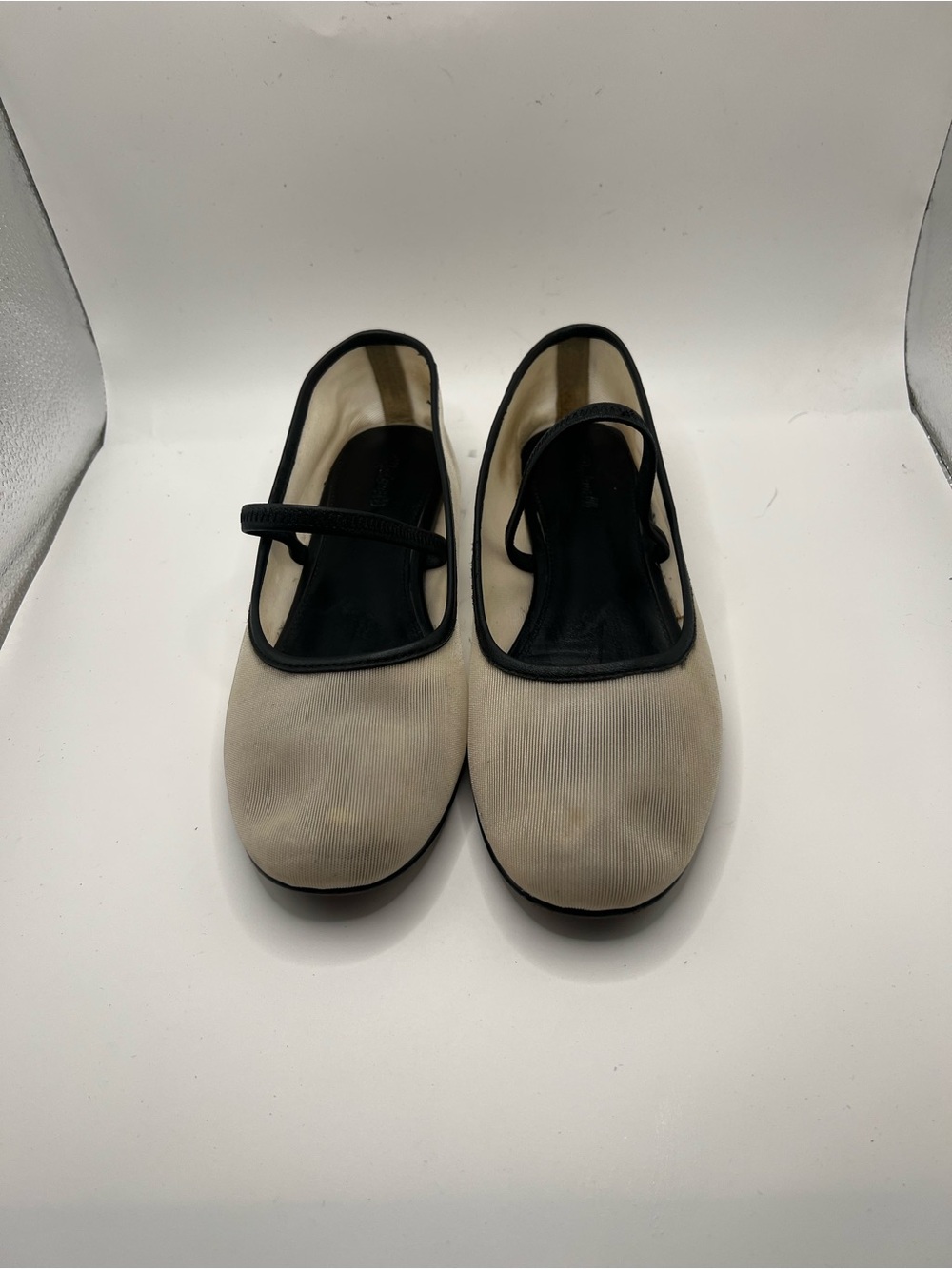 Madewell Beige Mary Jane Flats with Black Trim - Picture 3 of 10